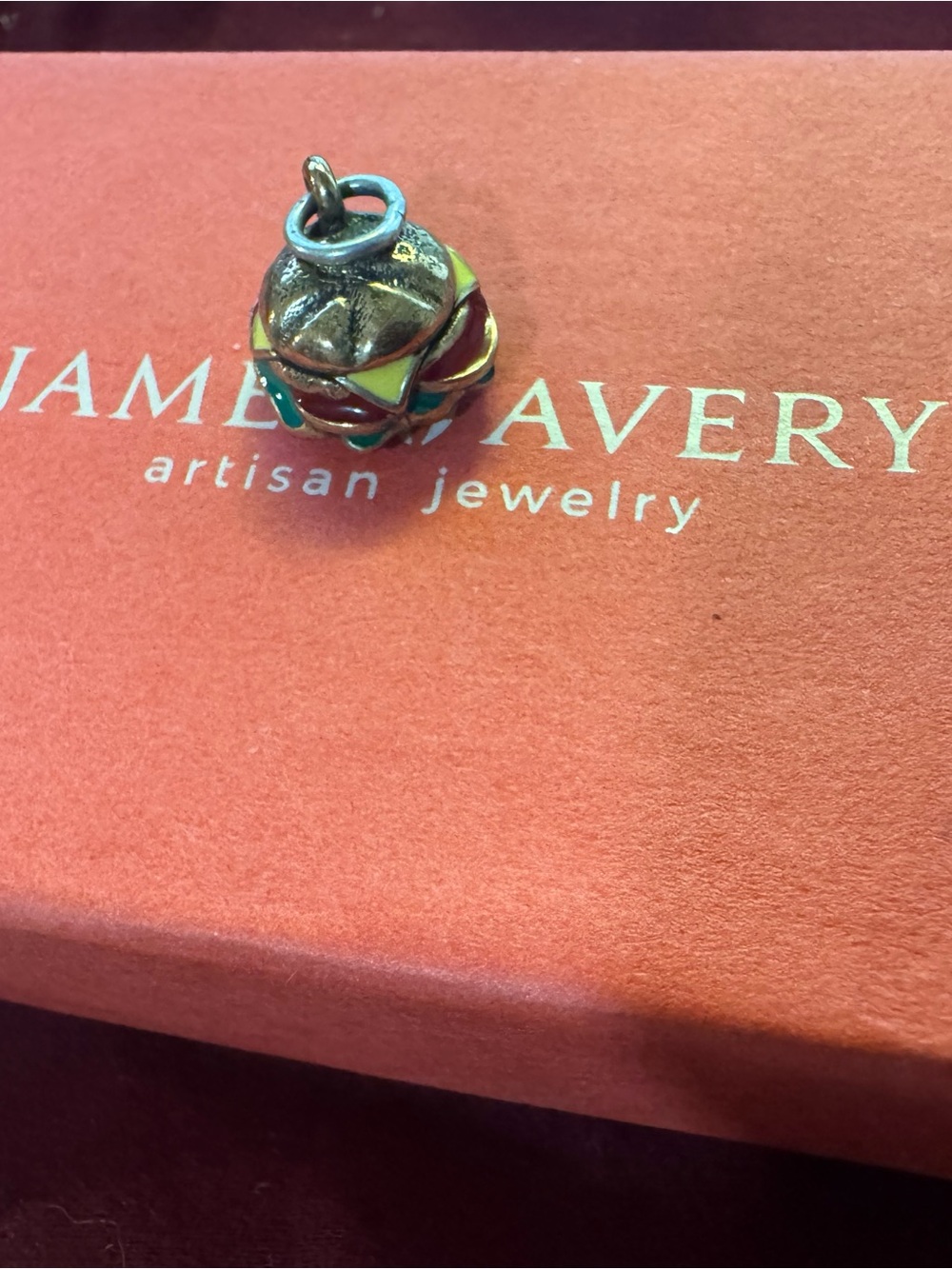 James Avery Retired Enamel Cheeseburger Bronze Charm Sterling Silver New